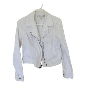 LC LAUREN CONRAD White Denim Jean Jacket, Size S